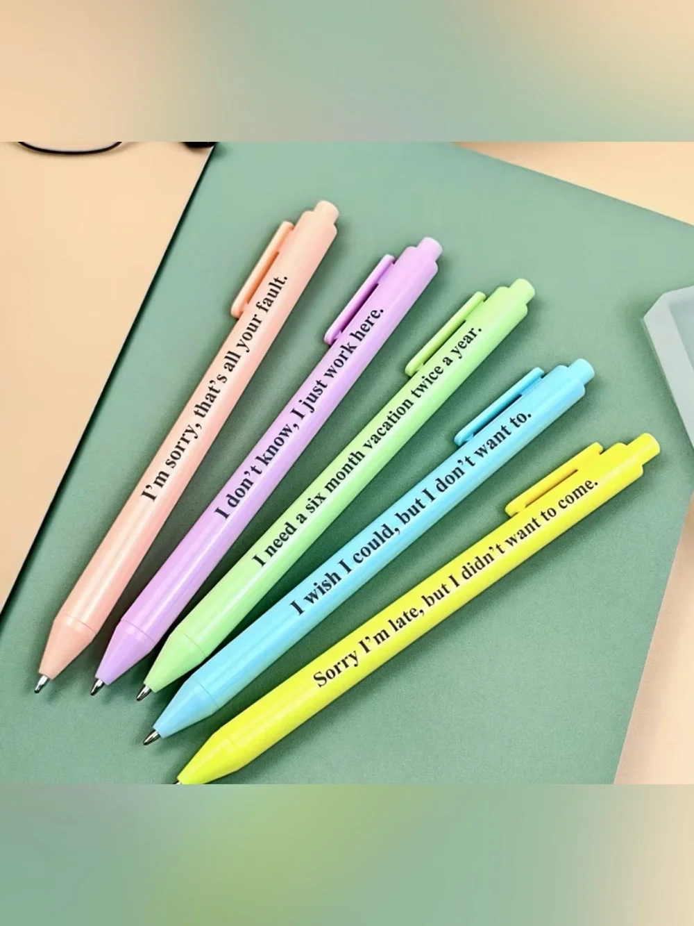 Pastel Humor Pen Set - Ballpoint Pens (5-Pack)